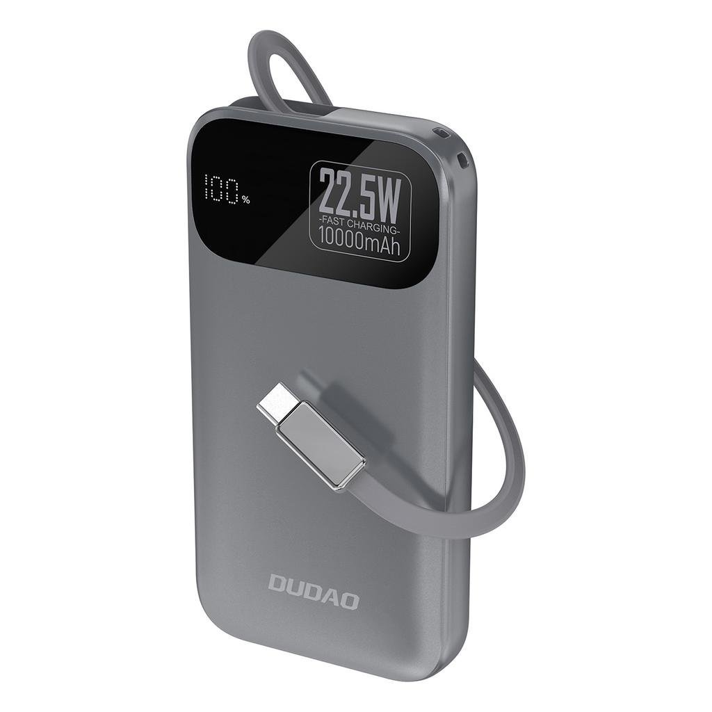 Dudao K31 10000mAh 22.5W Fast Charging Power Bank – Built-in USB-C Cable & LED Display Black