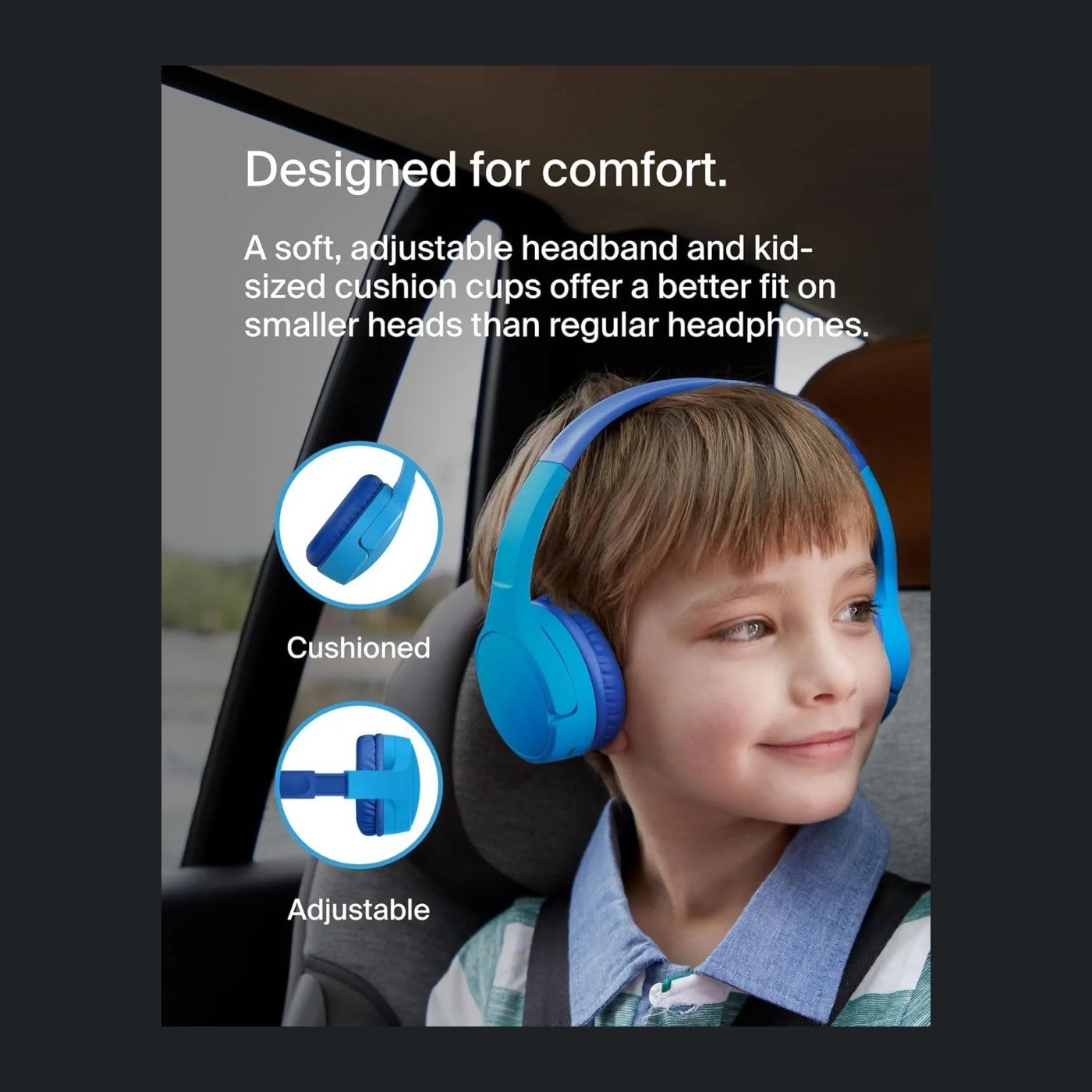 Belkin SoundForm Mini Wireless On-Ear Headphones for Kids Blue