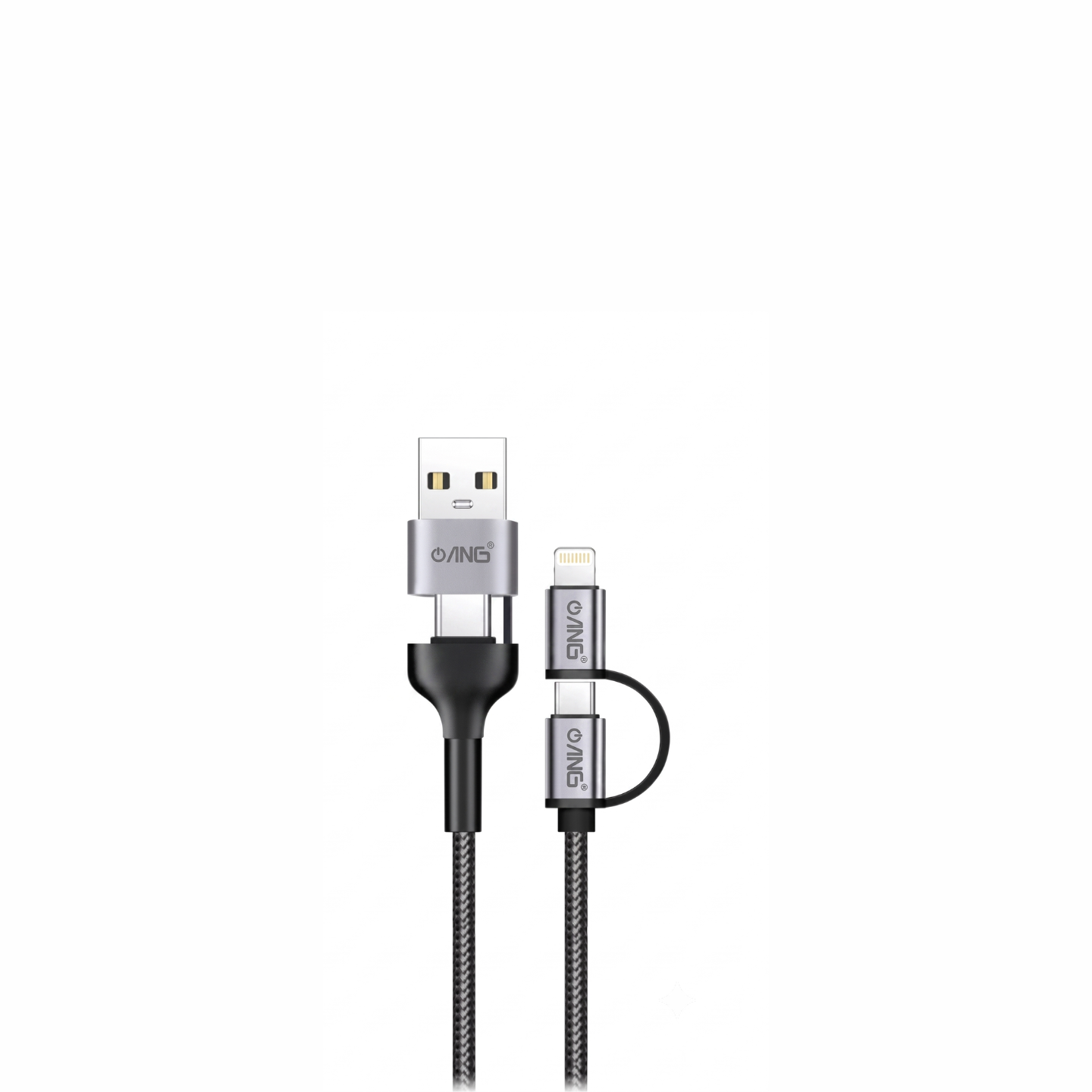 ANG CB-03 4-in-1 Fast Charging Cable – USB-A to USB-C, Lightning & Micro USB Multi Charging Cable